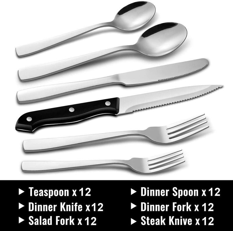 Hiware 72-Piece Silverware Set for 12, Stainless Steel Flatware Cutlery Set For Home Kitchen Restaurant Hotel, Mirror Polished, Dishwasher Safe - Image 2