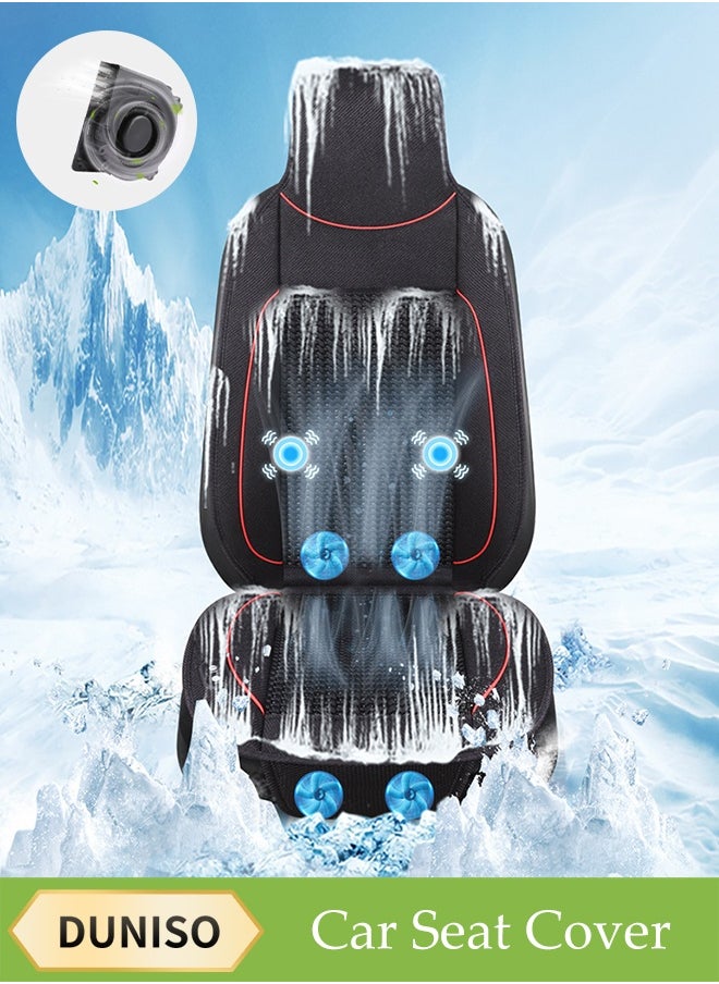 DUNISO Cooling Car Seat Cover,12V Circulation Ventilation Cooling Car Front Seat Cushion, Breathable Car Protection Seat Cushion,With 4 Fan，3 Speed Wind Speed Regulation，Wear Resistant And Anti Slip, Suitable For Summer, Suitable For Most Car Seats  - Image 1