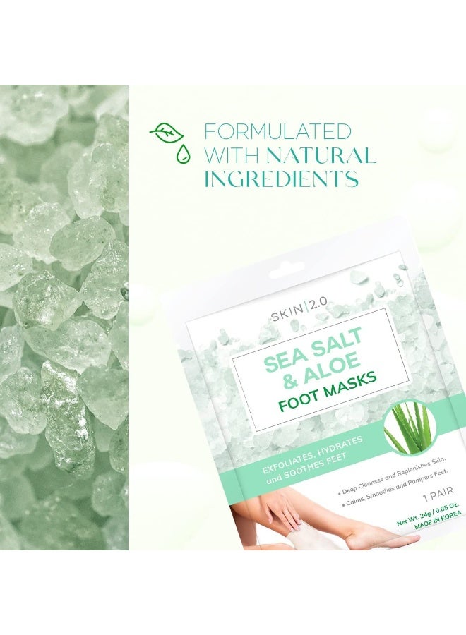 Skin 2.0 Sea Salt & Aloe Foot Masks - Cracked Heel Treatment, Soothing & Hydrating, Exfoliating Foot Mask - Dermatologist Tested Korean Skincare - Clean Beauty, Cruelty-Free, All Skin Types - 3 Pairs  - Image 4