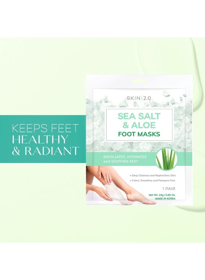 Skin 2.0 Sea Salt & Aloe Foot Masks - Cracked Heel Treatment, Soothing & Hydrating, Exfoliating Foot Mask - Dermatologist Tested Korean Skincare - Clean Beauty, Cruelty-Free, All Skin Types - 3 Pairs  - Image 2
