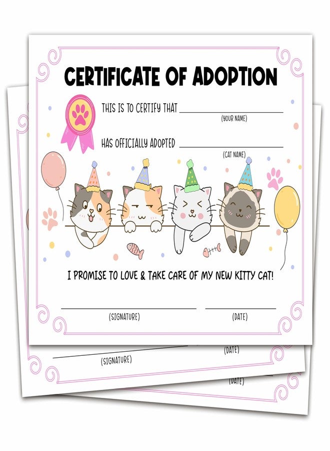 Gihyan Cat Kitten Adoption Certificates - 10 Pcs Colorful Party Favors for Cat Birthday Parties - Image 1