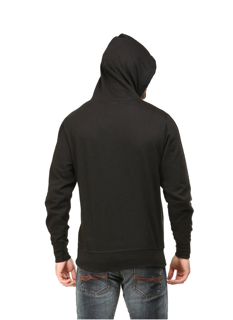RSO Outfits Unisex Regular Fit Full Sleeves Solid Hoodie Sweatshirt (Black)  - Image 3