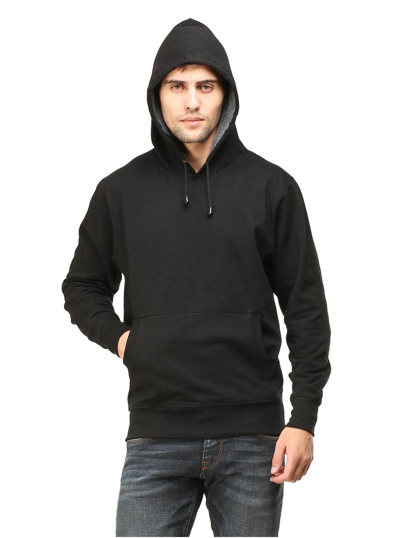 RSO Outfits Unisex Regular Fit Full Sleeves Solid Hoodie Sweatshirt (Black)  - Image 1
