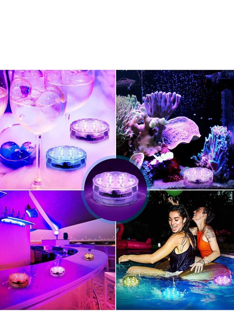 KASTWAVE - Submersible LED Lights, Pool Lights with Remote Control 10 Bright LED Multicolor Waterproof Underwater Light, for Garden, Aquarium, Swimming Pool, Fish Tank, Vase Base, Home Decor (4 Pcs) - Image 1