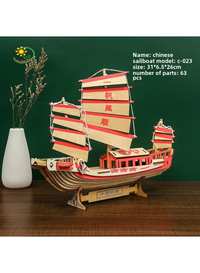 Wooden Puzzle Handmade Diy Stereo Puzzle Assembled Ship Model Ornaments School Educational Children's Toys Wholesale-Color:Queen Anne-E  - Image 3