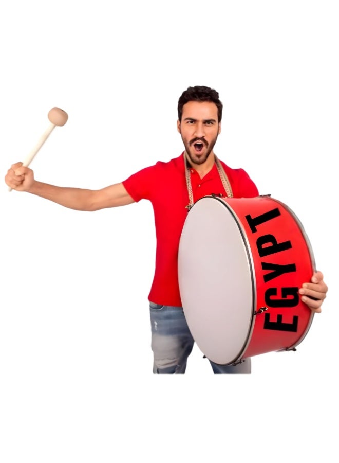 Portable Wooden Marching Bass Drum Tabla Concert Percussion Instrument with 2x 55 cm Plastic Drumhead & Harness + Mallet & Tuning Key for Bands Scouts Schools Parades Matches Festivals - Image 1