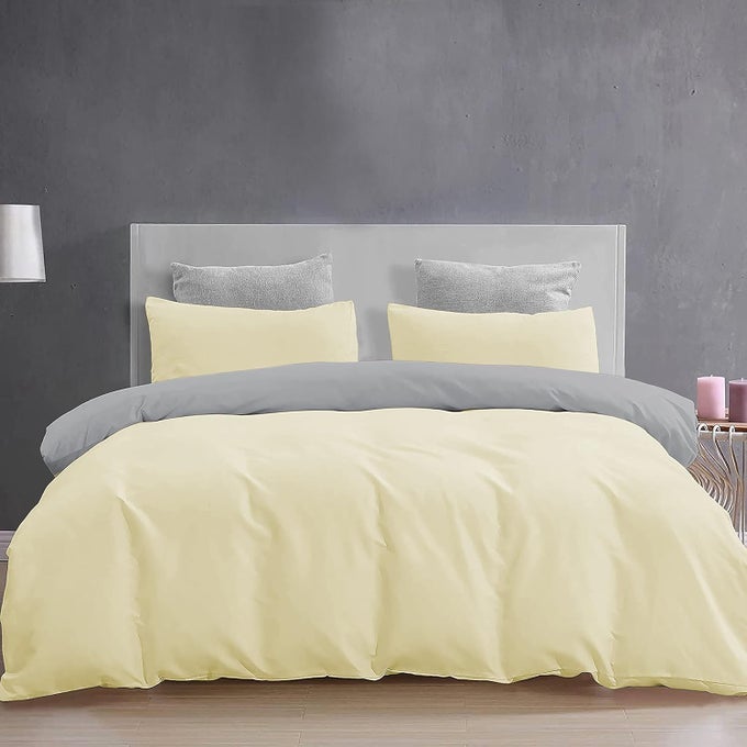 YRM BEDDINGS DUVET COVERS 100 MICROFIBER REVERSIBLE 3PIECE DUVET COVER SET ULTRA SOFT WITH ZIPPER CLOSURE 92X106 INCHES AND 2 PILLOW COVER 18X28 INCHES KING SIZESILVERIVORY
