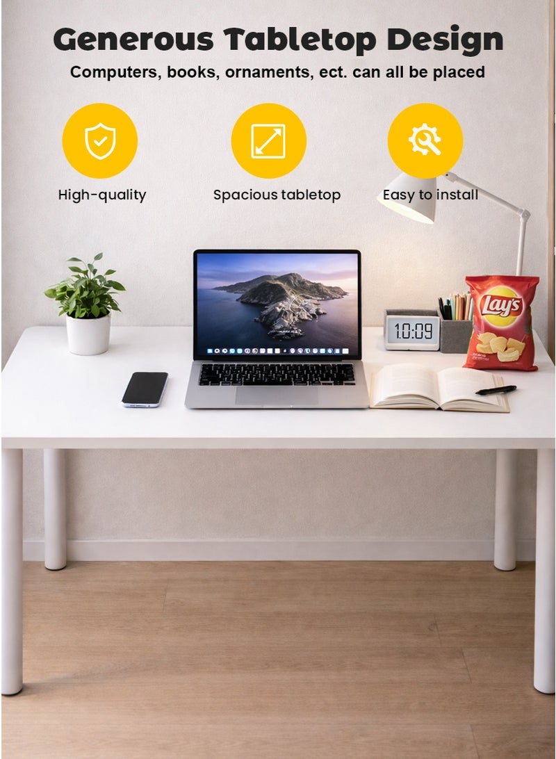VUCATIN 120x58x75cm Multifunctional Large Desk for Living Room, Bedroom, Study - White Rectangular Desk for Dining, Makeup and Working, Simple Fashion Dining Table & Office Computer Desk - Image 4