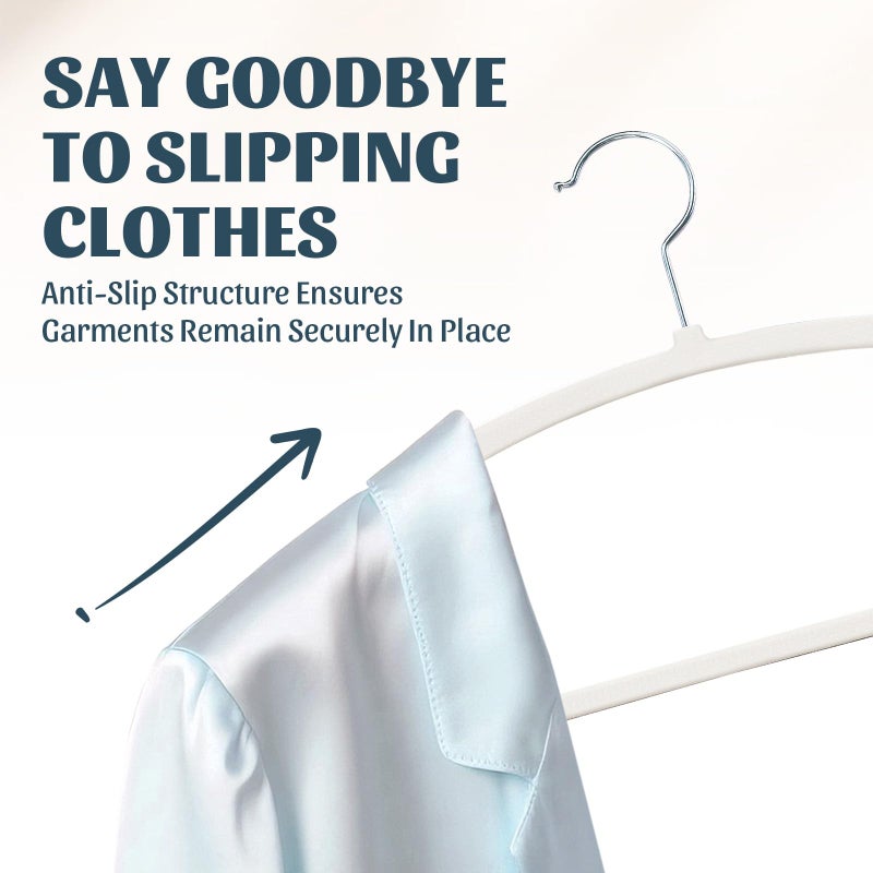 Sishynio 30PACK Slim Plastic Clothes Hangers, Ultra-Slim Non Slip Coat Hangers Suit with Rubber Pad, Cloth Hanger & 360Â° Swivel Hook, Heavy Sturdy Space-Saving Organizers for Coats, Pants, Suits, Shirts - Image 2