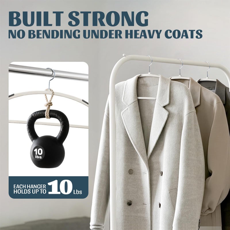 Sishynio 30PACK Slim Plastic Clothes Hangers, Ultra-Slim Non Slip Coat Hangers Suit with Rubber Pad, Cloth Hanger & 360Â° Swivel Hook, Heavy Sturdy Space-Saving Organizers for Coats, Pants, Suits, Shirts - Image 4