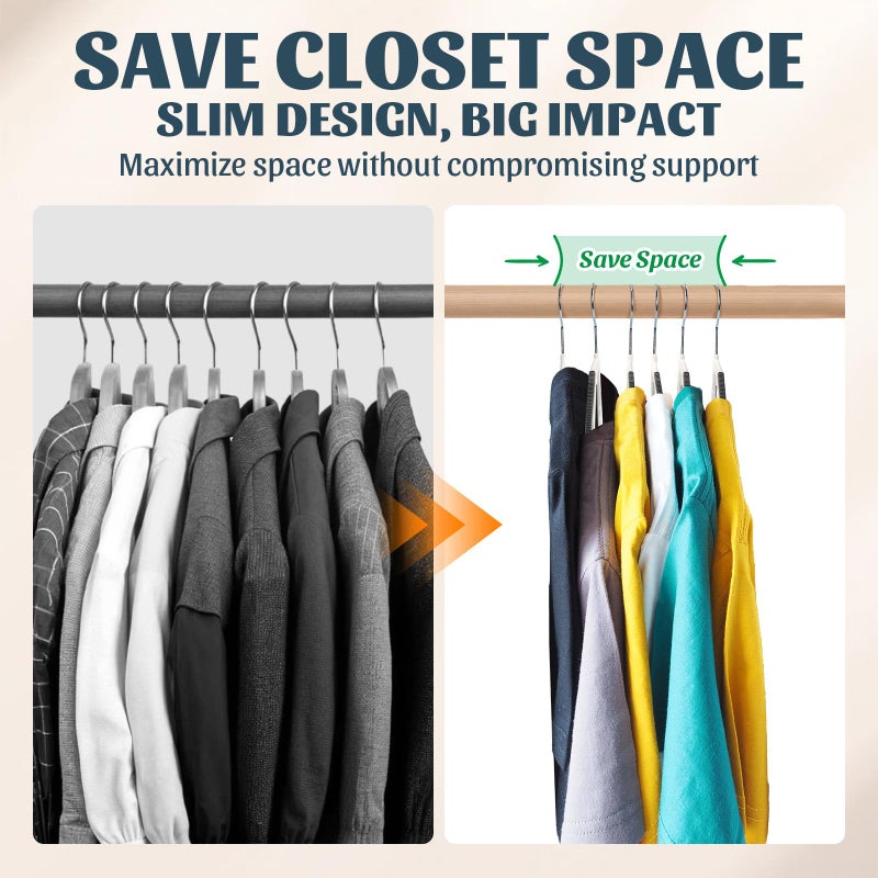 Sishynio 30PACK Slim Plastic Clothes Hangers, Ultra-Slim Non Slip Coat Hangers Suit with Rubber Pad, Cloth Hanger & 360Â° Swivel Hook, Heavy Sturdy Space-Saving Organizers for Coats, Pants, Suits, Shirts - Image 3