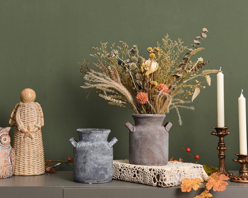 Quoowiit Ceramic Rustic Farmhouse Vase, Distressed Decorative Flower Vases for Home Decor, Ideal Shelf Decor, Black Boho Vase for Living Room Bedroom Kitchen Office Centerpiece Table Decorations - Image 4