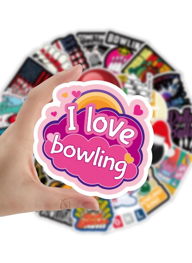 ملصقات البولينج 50 قطعة من ملصقات الفينيل المقاومة للماء لزجاجة المياه والكمبيوتر المحمول والأمتعة والسيارات والجيتار والهاتف والخوذة ودفتر القصاصات ولوح التزلج، ملصقات مضحكة لحياة البولينج للمراهقين والأطفال والكبار - Image 2