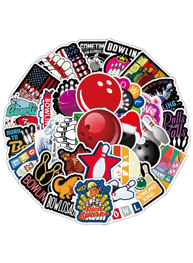 ملصقات البولينج 50 قطعة من ملصقات الفينيل المقاومة للماء لزجاجة المياه والكمبيوتر المحمول والأمتعة والسيارات والجيتار والهاتف والخوذة ودفتر القصاصات ولوح التزلج، ملصقات مضحكة لحياة البولينج للمراهقين والأطفال والكبار - Image 3