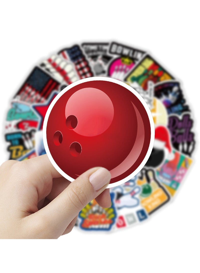 ملصقات البولينج 50 قطعة من ملصقات الفينيل المقاومة للماء لزجاجة المياه والكمبيوتر المحمول والأمتعة والسيارات والجيتار والهاتف والخوذة ودفتر القصاصات ولوح التزلج، ملصقات مضحكة لحياة البولينج للمراهقين والأطفال والكبار - Image 5