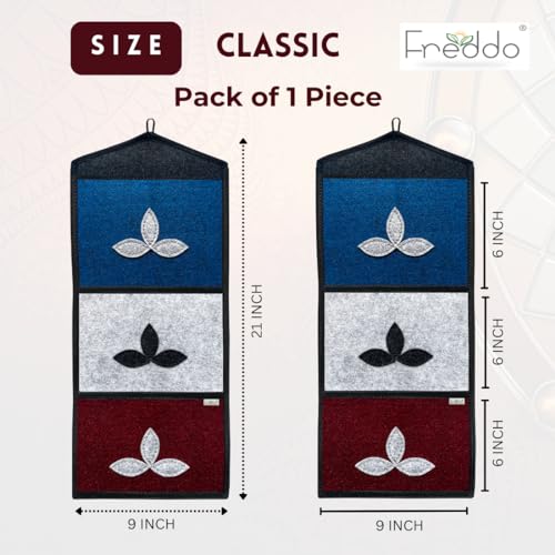 FREDDO Classic Wall Hanging Organiser with 3 Sturdy Pockets | Magazine, Letter, Newspaper & Kitchen Storage | Multi Colour | Pack of 1 - Image 2
