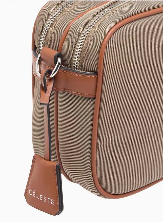 Celeste Womens Textured Crossbody Bag With Adjustable Strap And Zip Closure