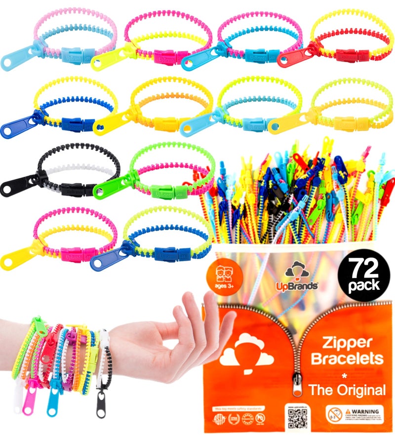 UpBrands 72 Classroom Rewards Party Favors for Kids Friendship Zipper Bracelets 75 Sensory Bulk Set Fidget Toys Easter Basket Stuffers Kit for Valentine Birthday Goodie Bag Easter Egg Fillers - Image 3