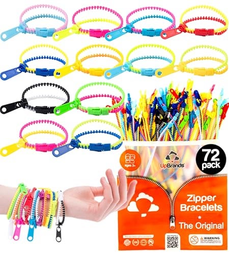 UpBrands 72 Classroom Rewards Party Favors for Kids Friendship Zipper Bracelets 75 Sensory Bulk Set Fidget Toys Easter Basket Stuffers Kit for Valentine Birthday Goodie Bag Easter Egg Fillers - Image 1