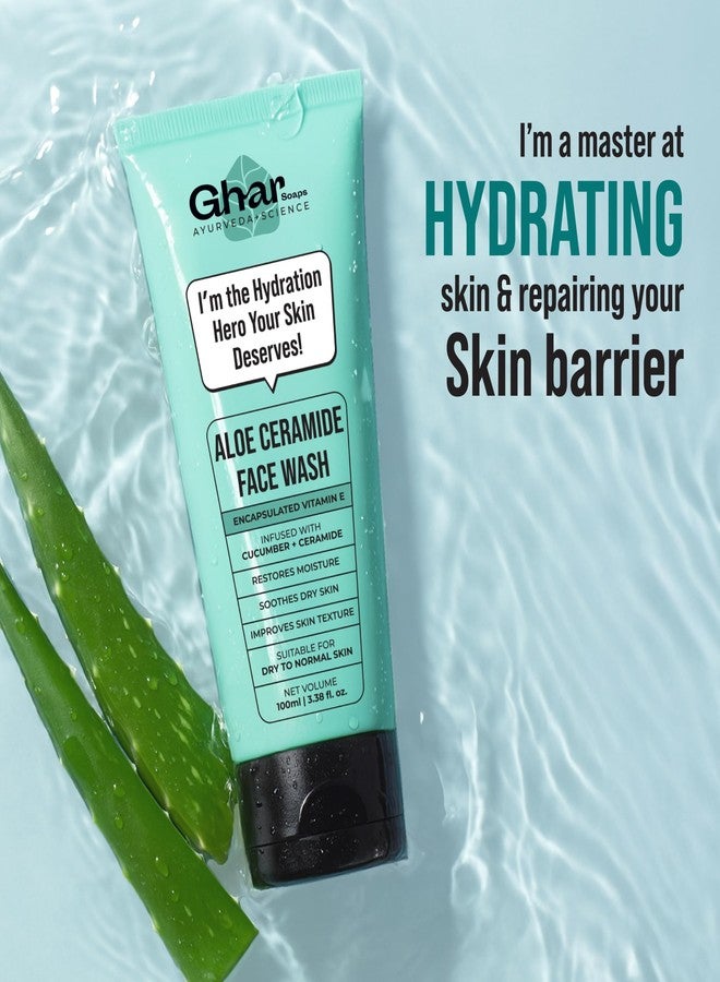 Ghar soaps Gharsoaps Aloe-Ceramide Face Wash for Dry to Normal Skin | Hydration Hero with Ceramides, Cucumber & Vitamin E | Soothing & Moisturizing Cleanser | 100ml - Image 2