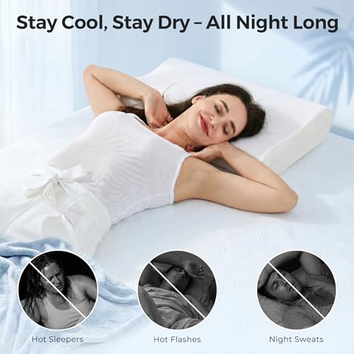 Elviros Cooling Memory Foam Pillow with Breathable Cover, Adjustable Height Bed Pillow for Neck Support, Ergonomic Cervica Neck Pillow for Side Stomach and Back Sleeper, Queen Size, 23.6"×14"×5.3" - Image 4