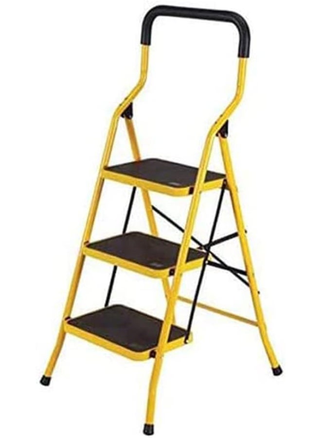 upspirit Folding Platform Ladder with Hand Grip and Rubber Foot Yellow (3 STEPS) - Image 1