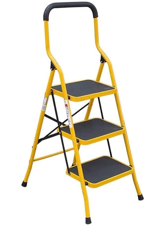 upspirit Folding Platform Ladder with Hand Grip and Rubber Foot Yellow (3 STEPS) - Image 3