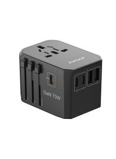 Airbot Airbot Air-305MAX Universal Travel Adapter 70W International Worldwide Multi Adapter with USB + Type-C PD  - Image 1