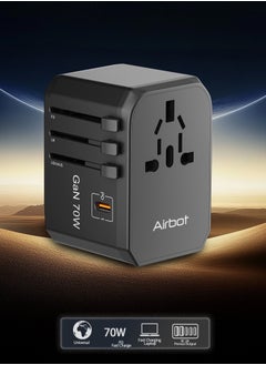Airbot Airbot Air-305MAX Universal Travel Adapter 70W International Worldwide Multi Adapter with USB + Type-C PD  - Image 3