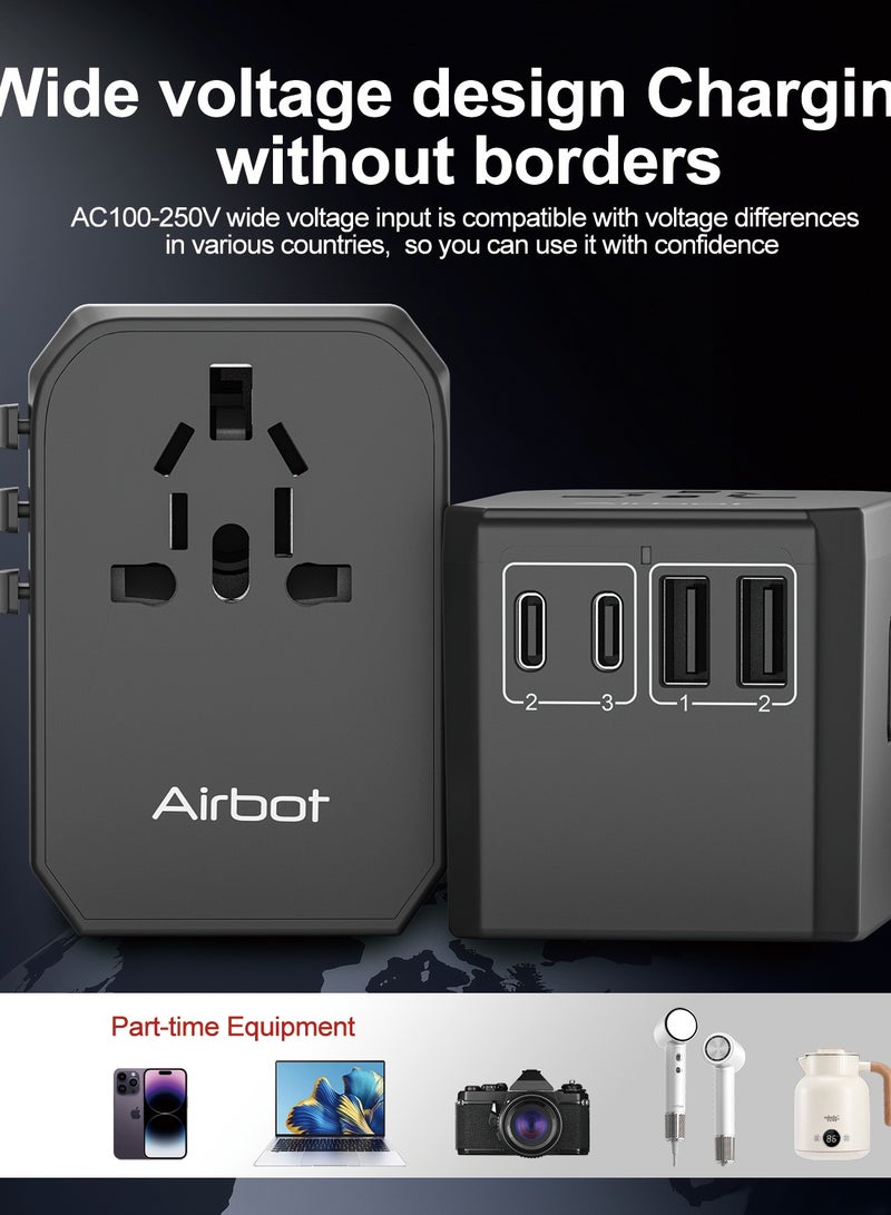 Airbot Air-305MAX Universal Travel Adapter 70W International Worldwide Multi Adapter with USB + Type-C PD - Image 5