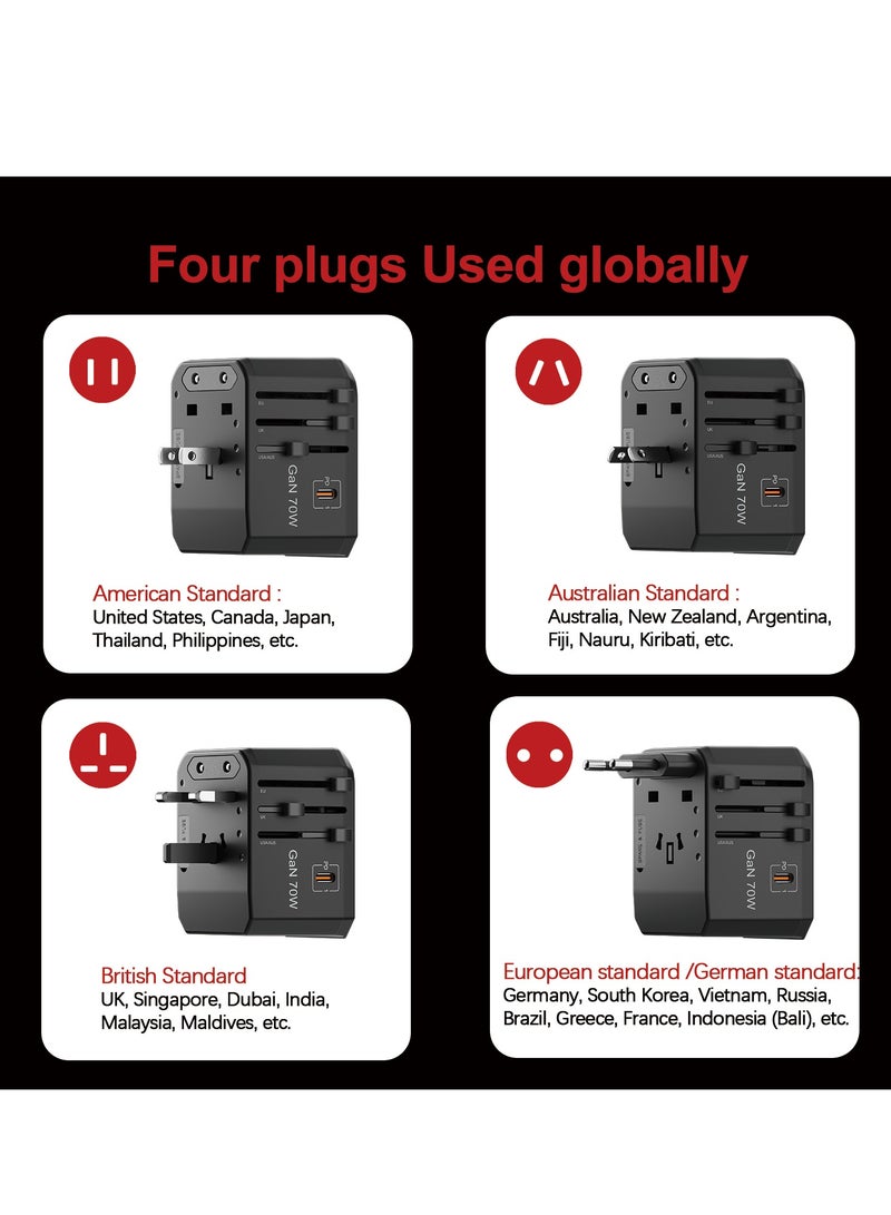Airbot Air-305MAX Universal Travel Adapter 70W International Worldwide Multi Adapter with USB + Type-C PD - Image 4