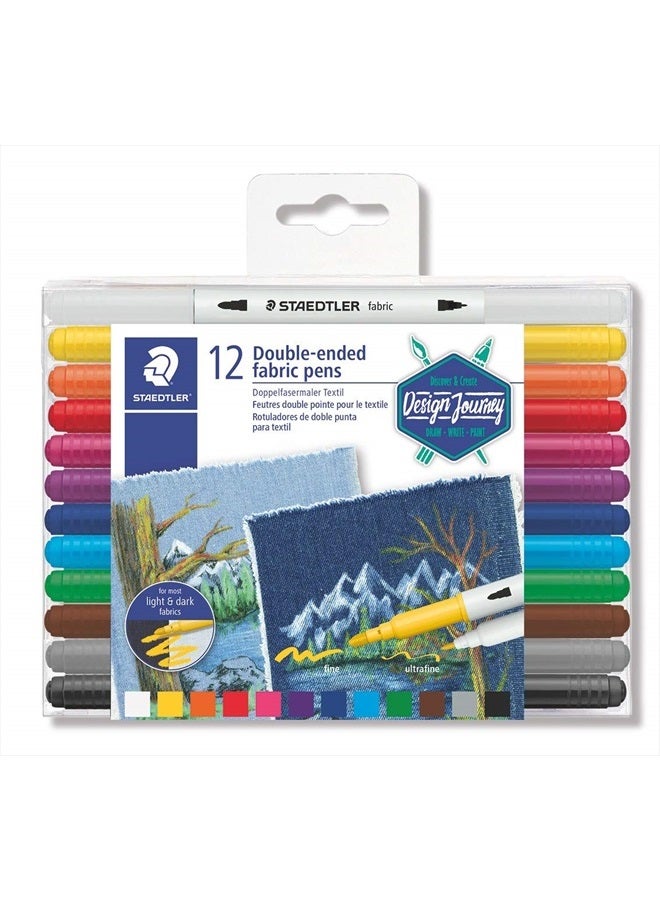 STAEDTLER Staedtler Double-Ended Fabric Markers - Decorate T-Shirts, Pillows, Shoes and More, 12 Assorted Colors, 3190 TB12
