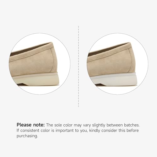 BEAU TODAY Suede Loafers Flats for Women, Women’s Slip On Penny Loafers, Leather Driving Comfortable Dress Ladies Loafers Casual Office Work Shoes Beige US 9 - Image 5