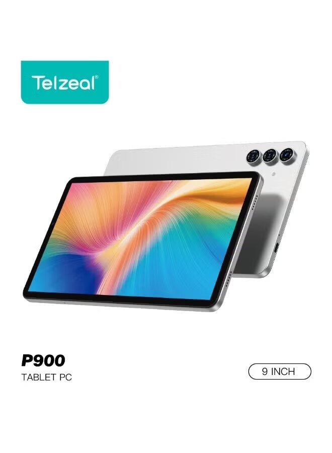 Telzeal P900 9 Inch Android 14 Tablet 12GB RAM 512GB Storage Dual SIM 5000mAh Battery HD Display Silver Tablet With Keyboard & Mouse Portable Device for Work and Study