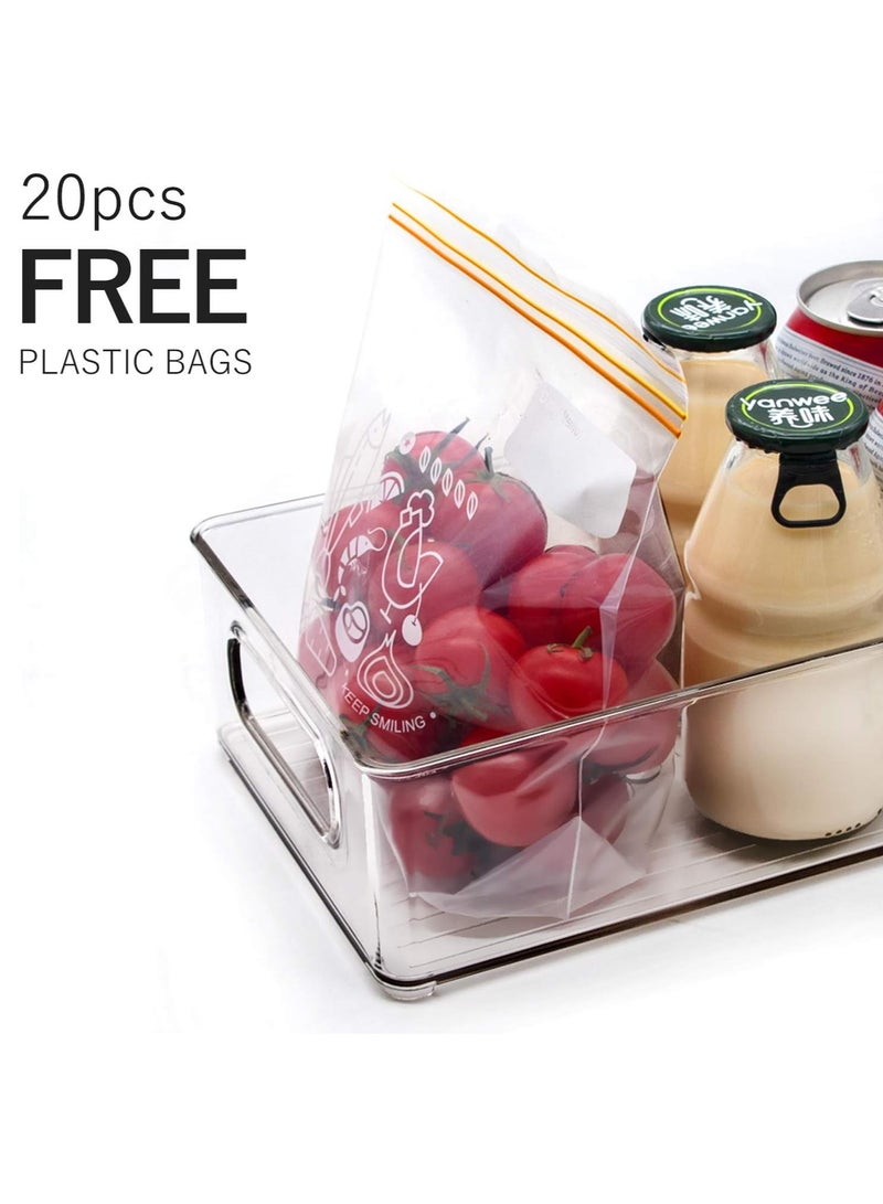 Toko Fridge Organizers | 6 Pack | Built-in Handles | Size: 10 Liter | Including 20 pc Plastic Bags | Clear | BPA Free | Used for Pantry, Cabinets, Shelves, Drawer, Freezer | Food Safe  - Image 5