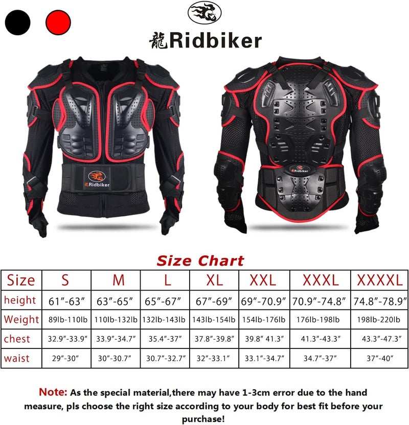 Ridbiker Motorcycle Full Body Armor Protector Removable Racing Jacket Motocross - Image 2