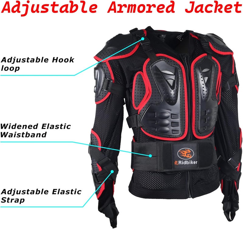 Ridbiker Motorcycle Full Body Armor Protector Removable Racing Jacket Motocross - Image 3