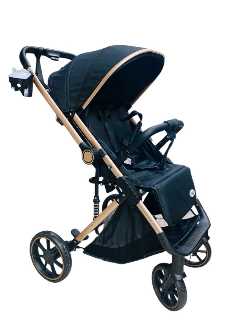 Cullar Premium Baby Stroller for Newborns & Toddlers | Lightweight Foldable Travel Pram with Adjustable Seat, Smooth Suspension Wheels, One-Hand Fold, Cup Holder & Large Storage Basket | Durable & Easy to Maneuver - Image 3