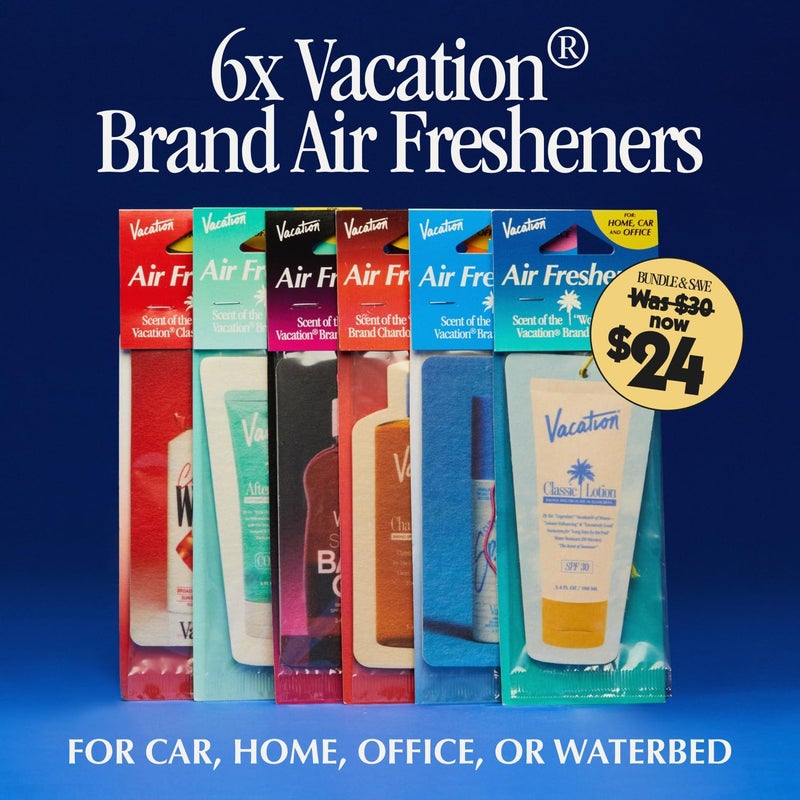 VACATION Air Freshener Variety Pack, 6 Exclusive Summer Scents, Includes Classic Lotion, Chardonnay Oil, After Sun Gel, Classic Whip, Super Spritz & Baby Oil Scents, Deodorizer for Car, Home & Office - Image 2