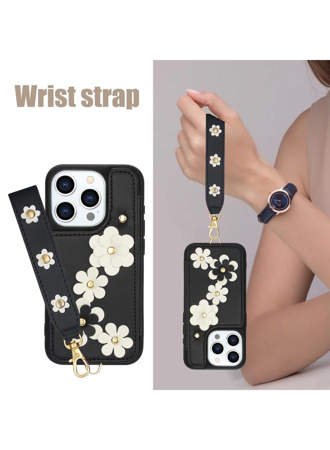 اس-توب جراب هاتف جلدي بتصميم زهور متقاطعة لهاتف iPhone 14 Pro - Image 3