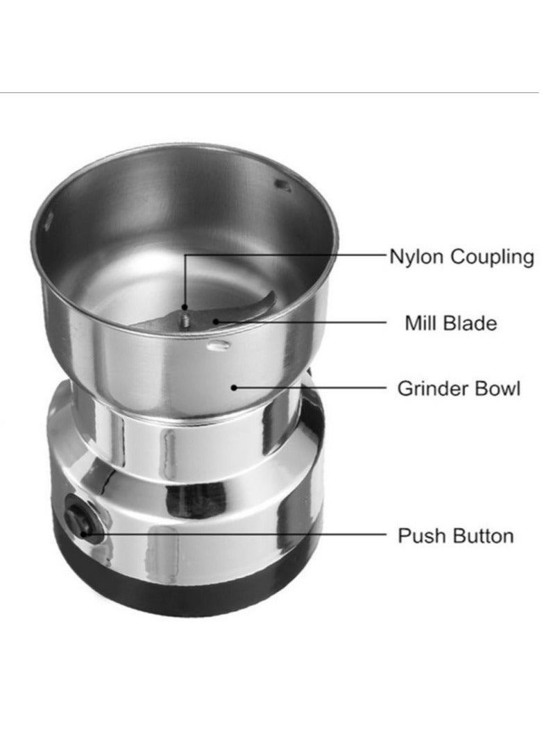 Denx A 150-Watt Electric Grinder For Grinding Coffee And Grains, With Four Sharp Blades And A Capacity Of 300 Ml - Image 1