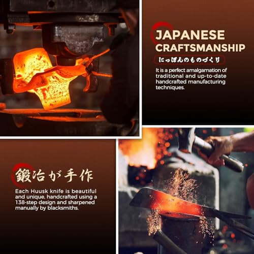 Huusk Chef Knives with Sheath, Hand Forged Viking Knife, Japanese Butcher Knife, Cool Caveman Knives for Kitchen and Outdoor Camping, Gift for Men and Women - Image 3
