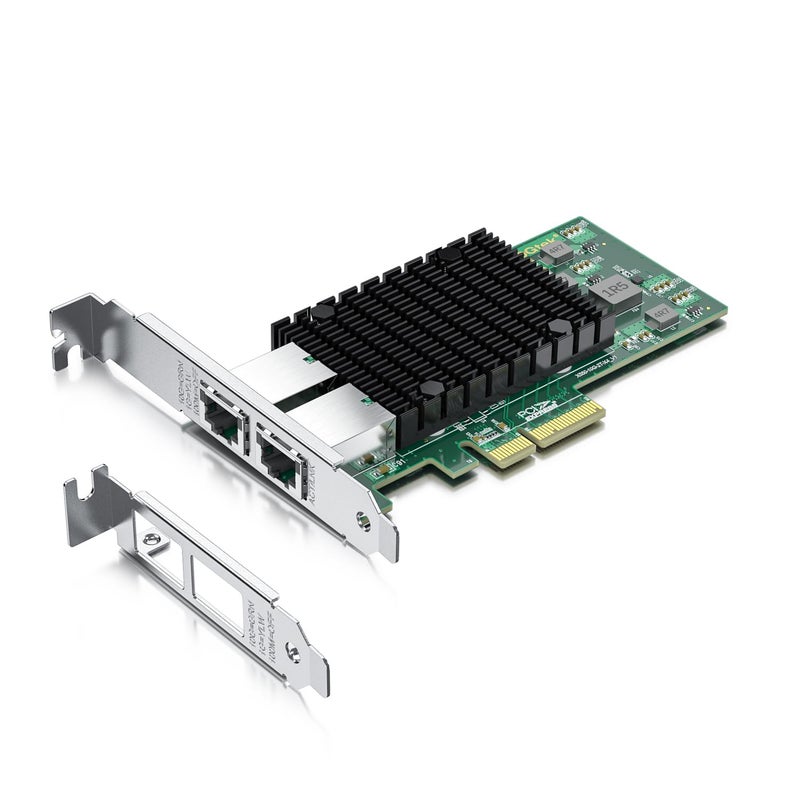 10جتيك بطاقة شبكة 10Gb PCI-E NIC، منفذين نحاسيين RJ45، مع وحدة تحكم Intel X550-AT2، محول إيثرنت PCI Express يدعم Windows Server/Linux/ESX، مقارنة بـ Intel X550-T2 - Image 1