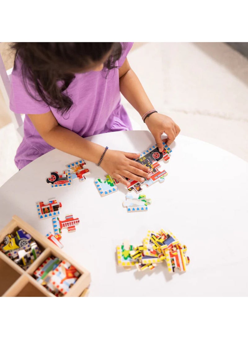 Melissa & Doug Vehicle Jigsaw Puzzles in a Box – 4 Wooden 12-Piece Puzzles with Storage Case – Fine Motor Skills, Problem-Solving & Imaginative Play for Kids Ages 3+ | MD3794 - Image 3