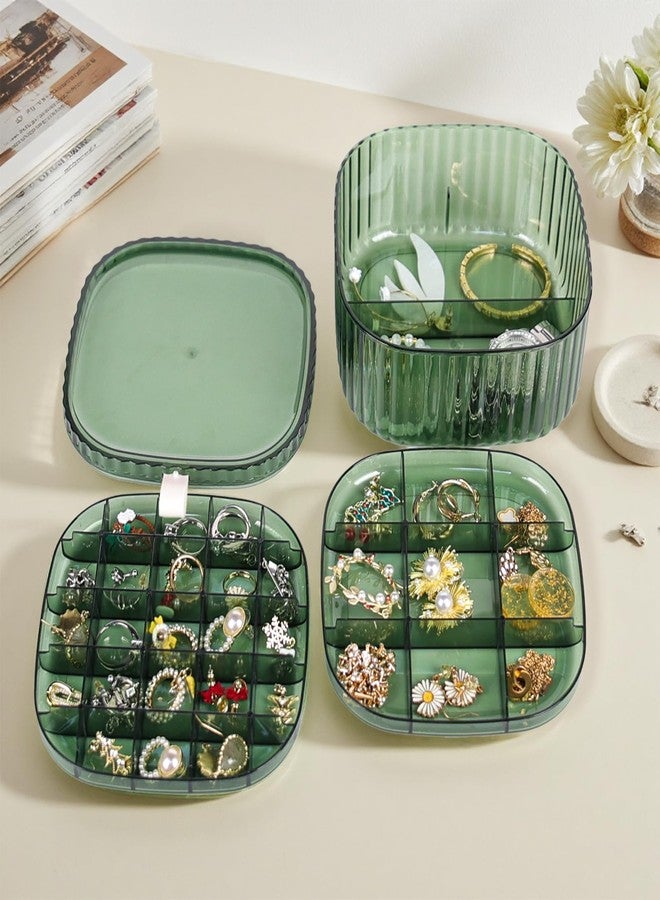 Inmorven 3-Layer Acrylic Jewelry Organizer Box with Lid, Stackable Storage Holder for Earrings, Rings, Necklaces, Bracelets(Green) - Image 5
