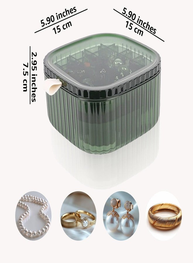 Inmorven 3-Layer Acrylic Jewelry Organizer Box with Lid, Stackable Storage Holder for Earrings, Rings, Necklaces, Bracelets(Green) - Image 2