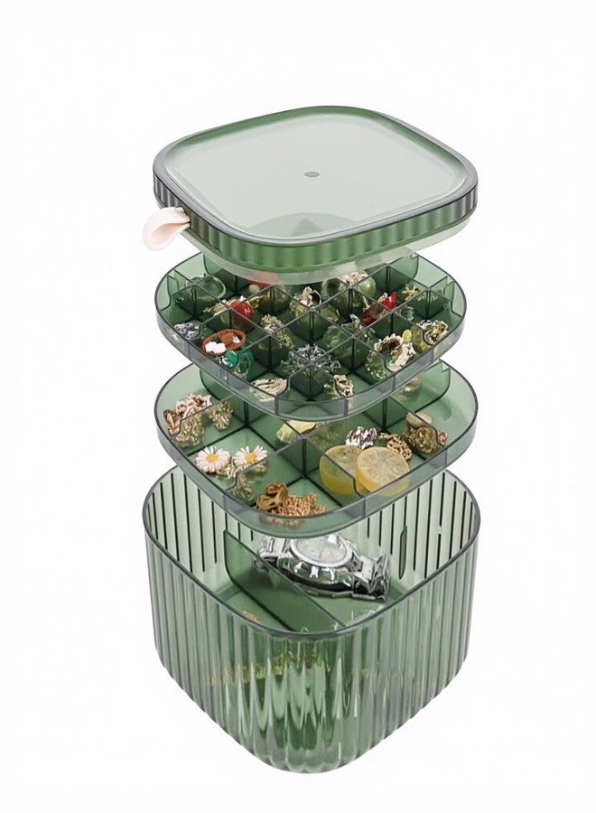 Inmorven 3-Layer Acrylic Jewelry Organizer Box with Lid, Stackable Storage Holder for Earrings, Rings, Necklaces, Bracelets(Green) - Image 3