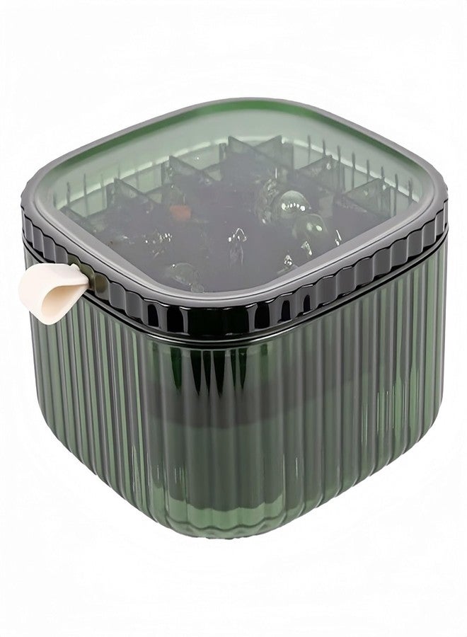 Inmorven 3-Layer Acrylic Jewelry Organizer Box with Lid, Stackable Storage Holder for Earrings, Rings, Necklaces, Bracelets(Green) - Image 1
