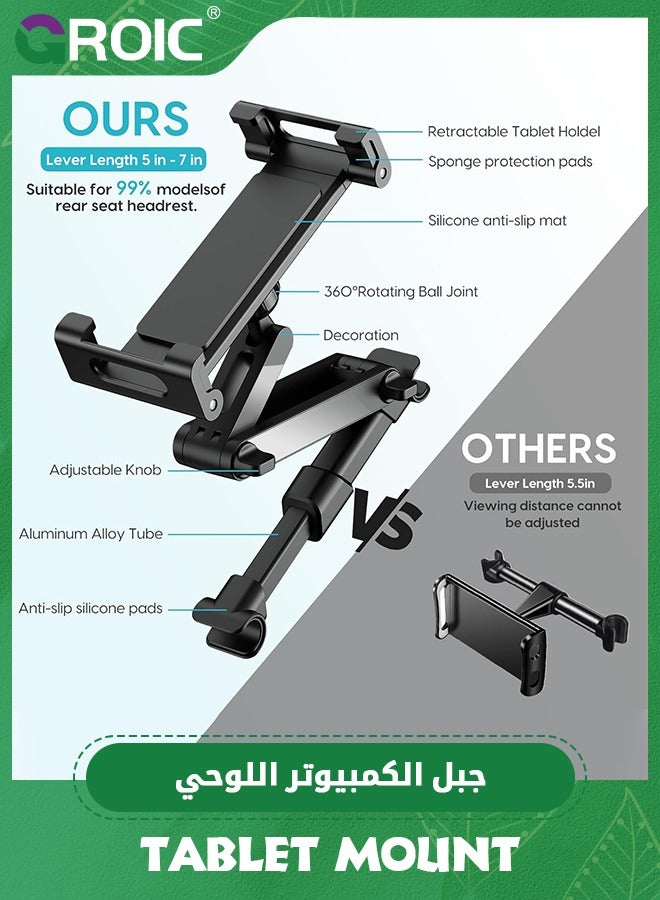 GROIC Car Tablet Holder for 5.3-11 inch Devices, 360 Rotatable and Retractable with Adjustable Length Extension Arm, Shockproof Protection and Universal Compatibility  - Image 2
