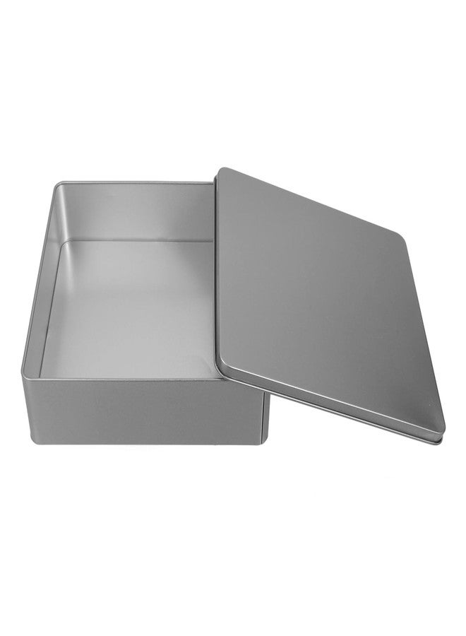 Sosoport Square Tinplate Candy Box 7.87X7.87X2.16 Inch Reusable Metal Storage Container for Cookies Small Crafts Party Favor Packaging - Image 1